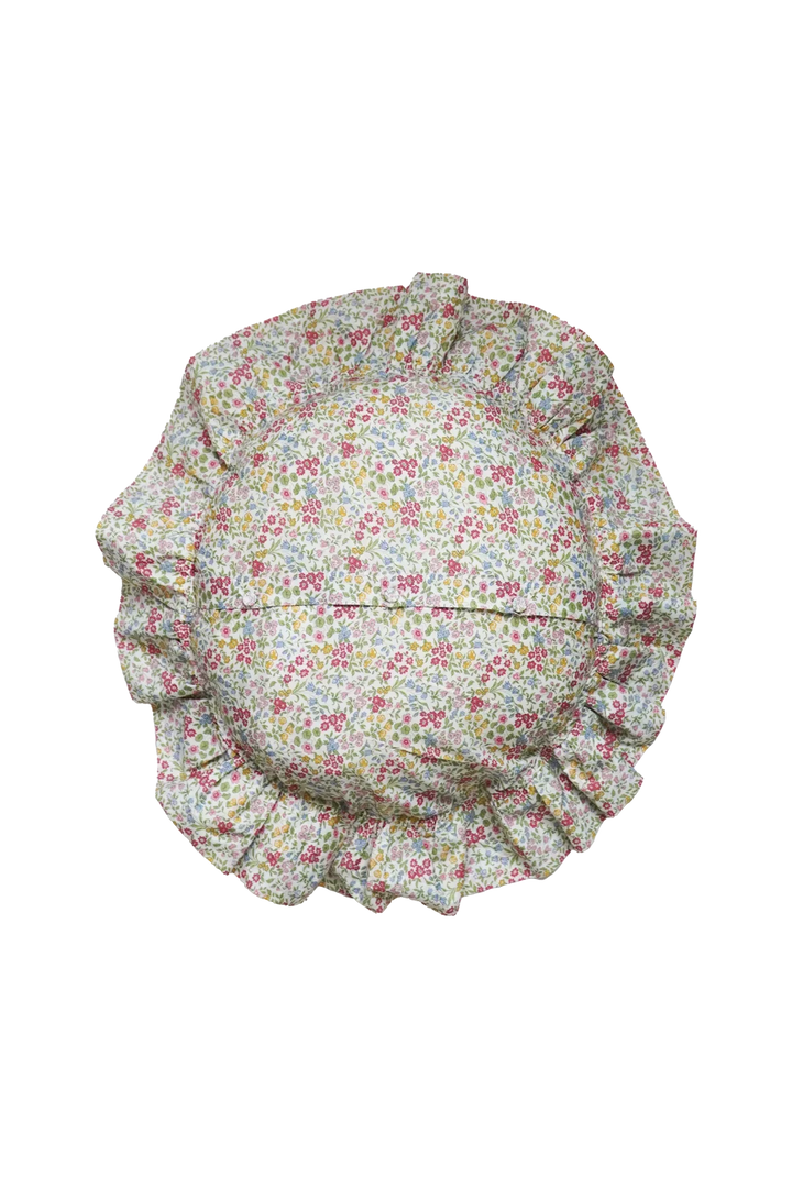 Ruffle Circle Cushion made with Liberty Fabric LILIBET
