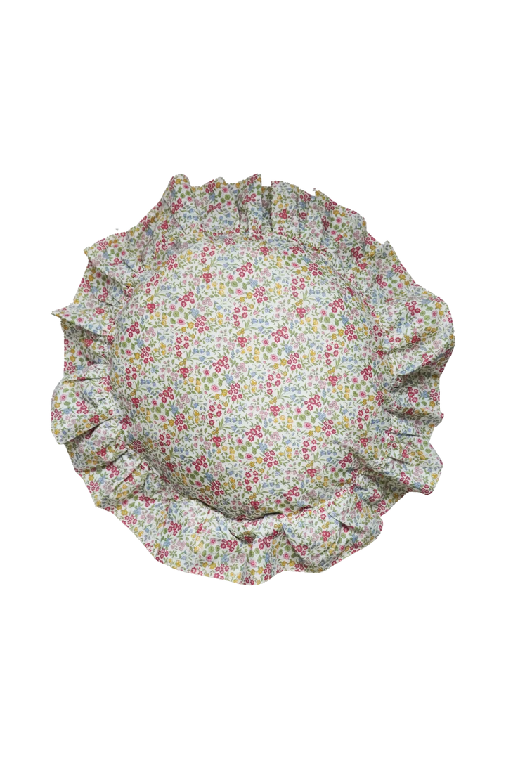 Ruffle Circle Cushion made with Liberty Fabric LILIBET