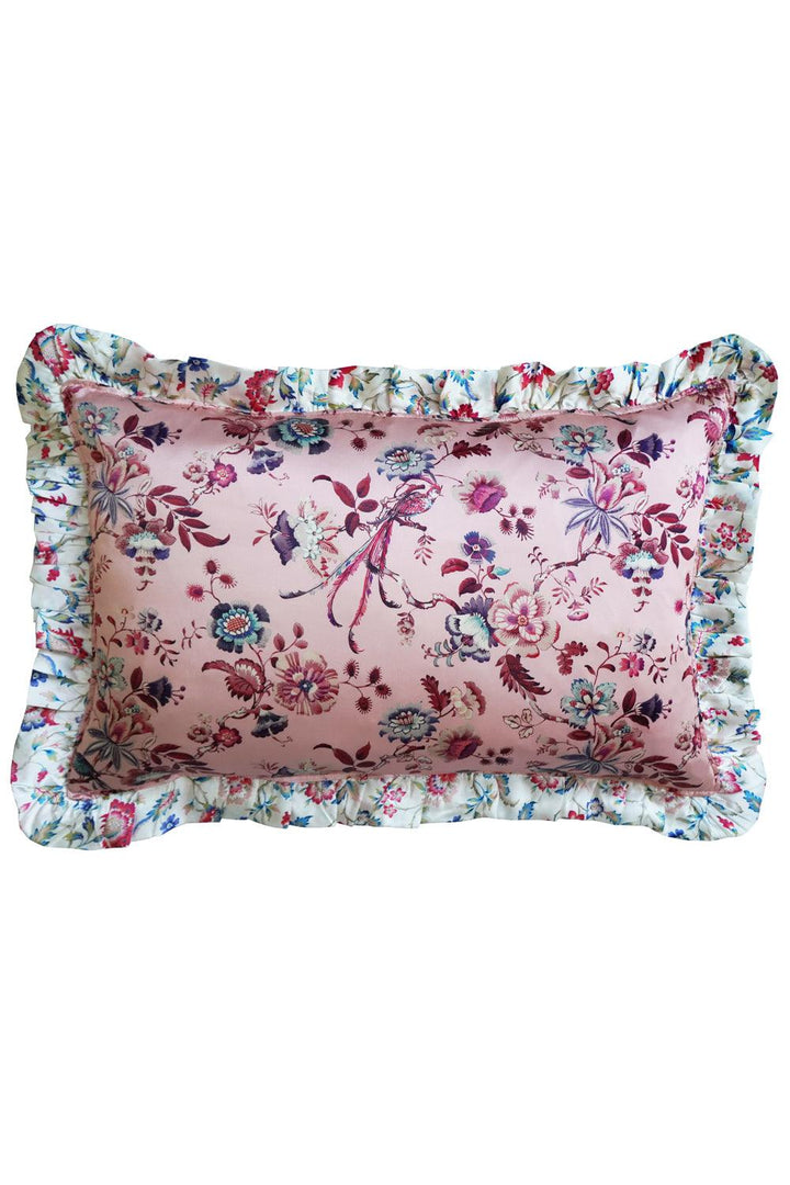 Silk Oblong Ruffle Cushion made with Liberty Fabric JANNAH & EVA BELLE