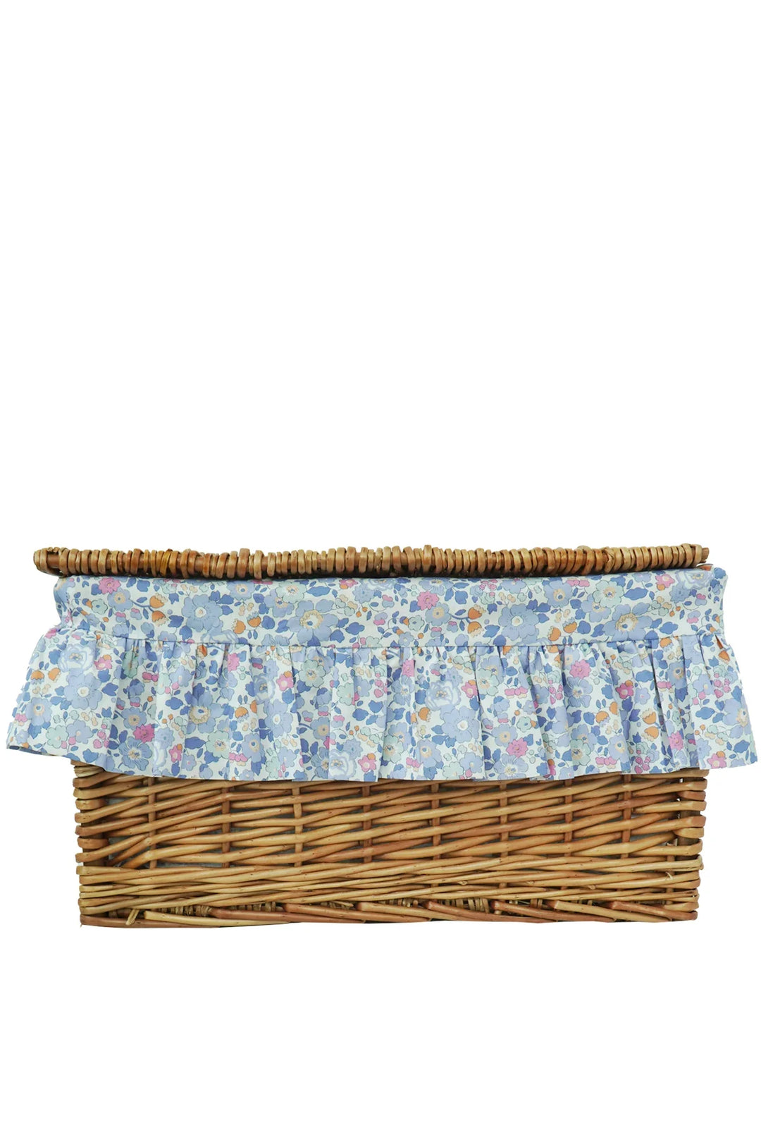 Wicker Lidded Storage Hamper lined with Liberty Fabric BETSY LAVENDER BLUE - Coco & Wolf