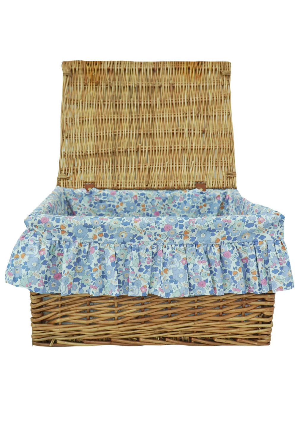 Wicker Lidded Storage Hamper lined with Liberty Fabric BETSY LAVENDER BLUE - Coco & Wolf
