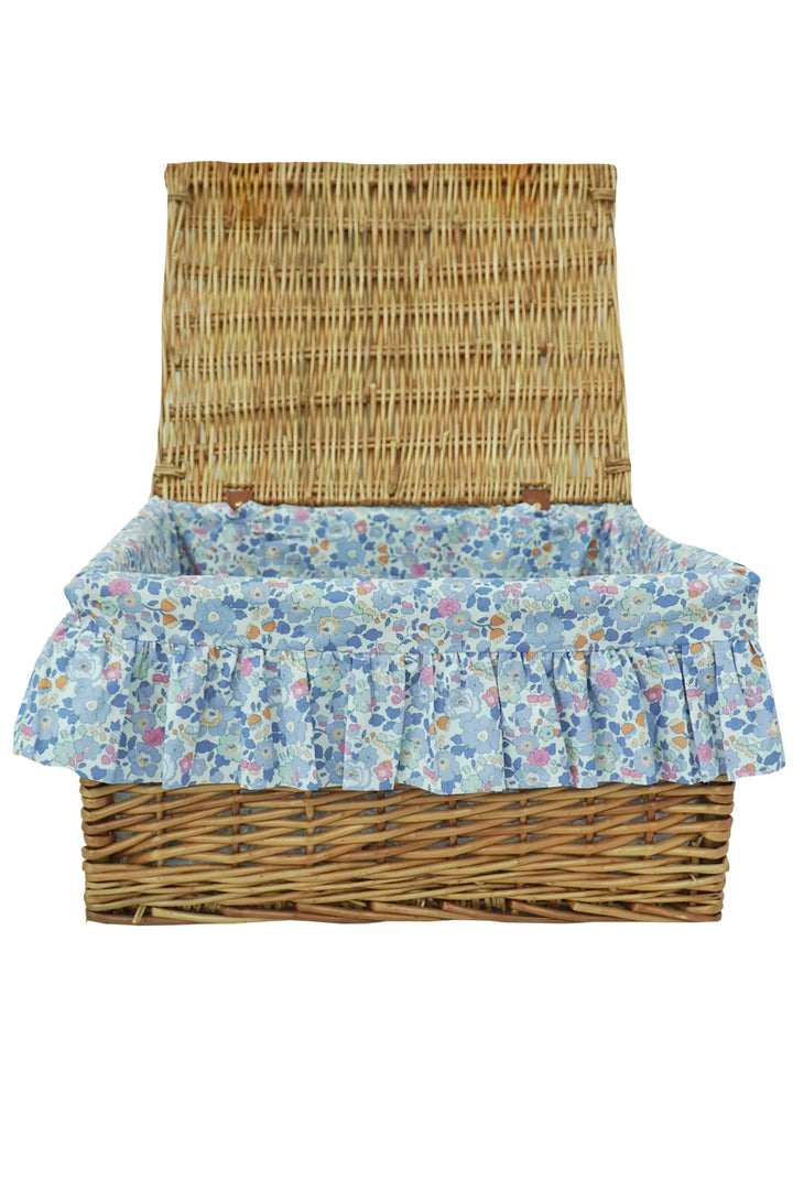 Wicker Lidded Storage Hamper lined with Liberty Fabric BETSY LAVENDER BLUE - Coco & Wolf