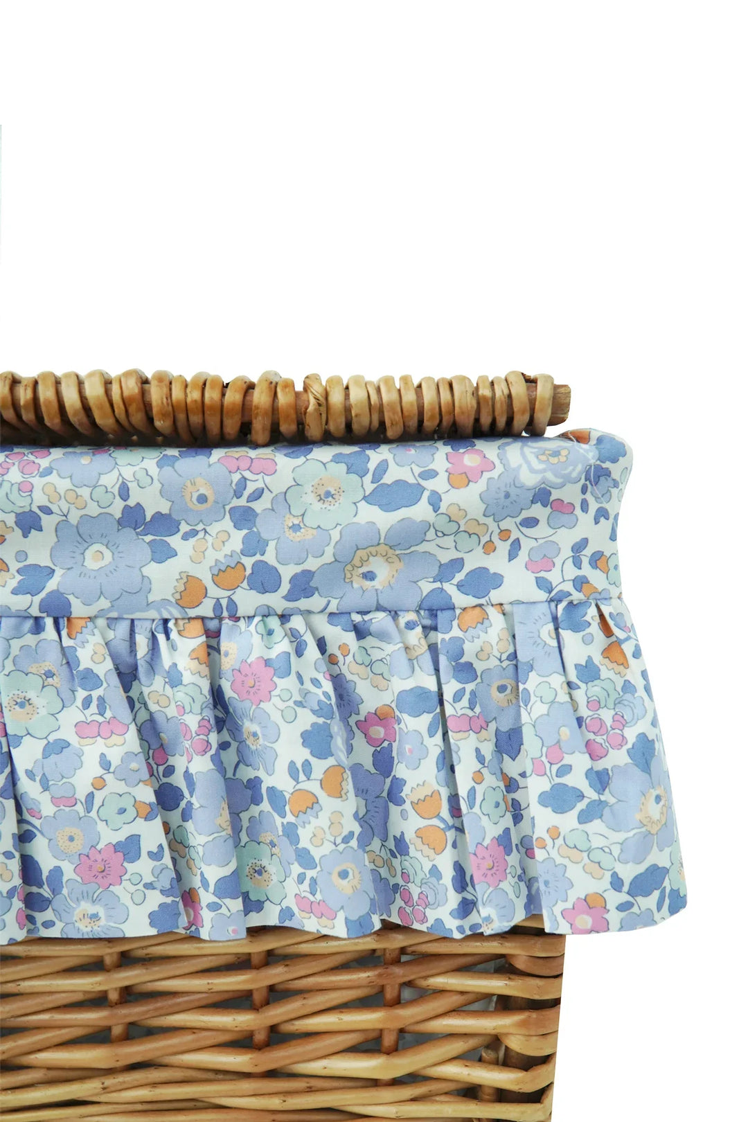 Wicker Lidded Storage Hamper lined with Liberty Fabric BETSY LAVENDER BLUE - Coco & Wolf
