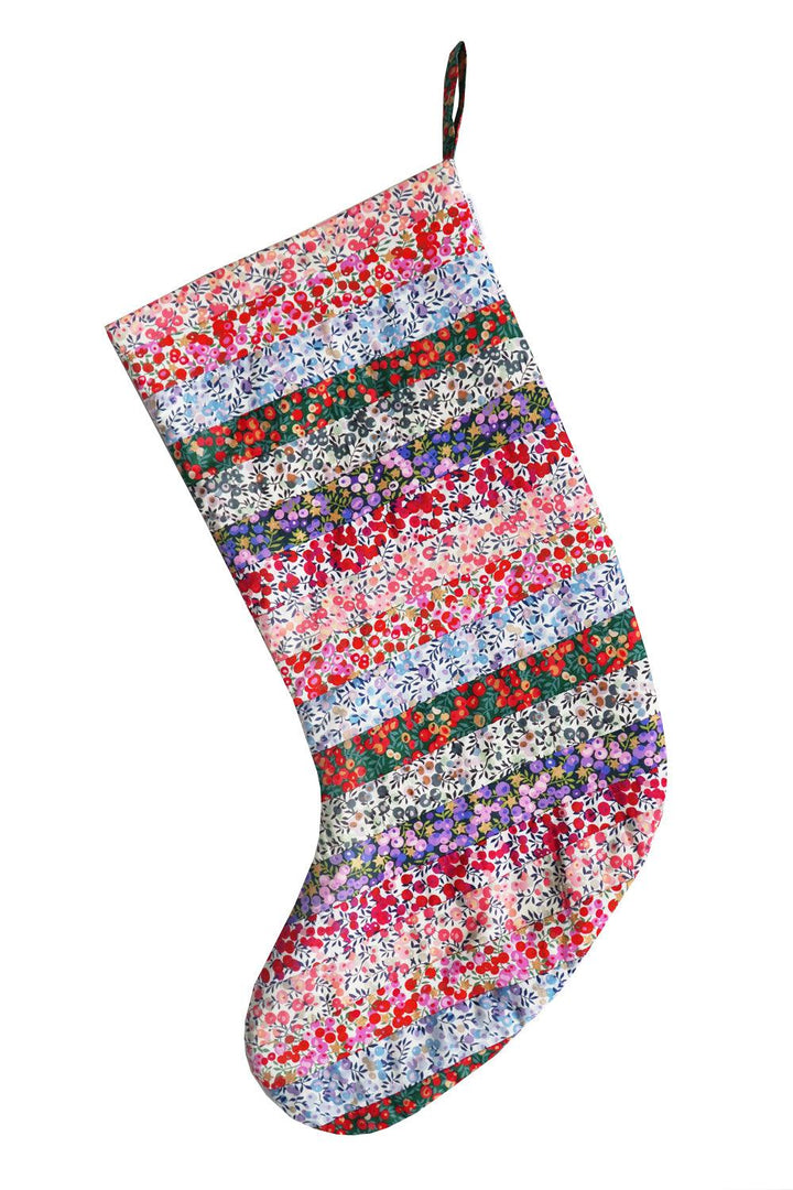 Patchwork Christmas Stocking made with Liberty Fabric WILTSHIRE