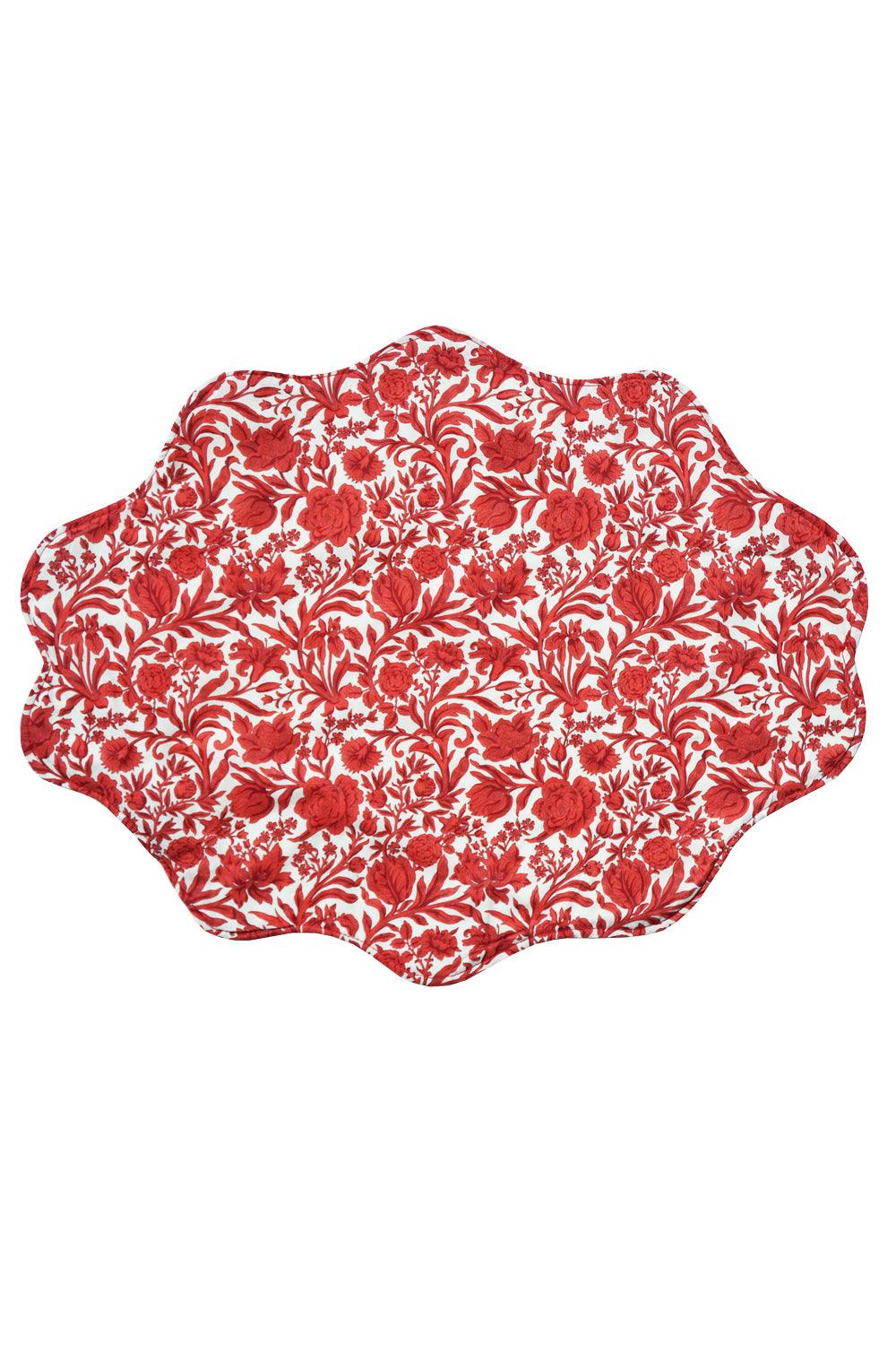Reversible Wavy Placemat made with Liberty Fabric SAMBOURNE RED & MITSI VALERIA RED