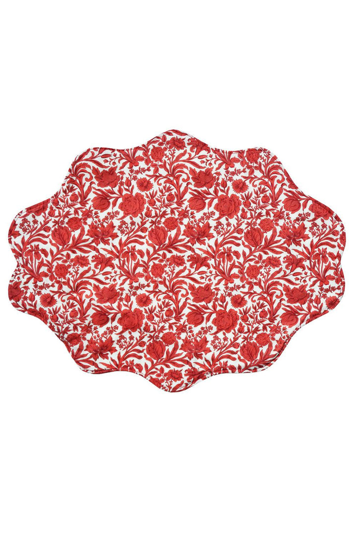 Reversible Wavy Placemat made with Liberty Fabric SAMBOURNE RED & MITSI VALERIA RED