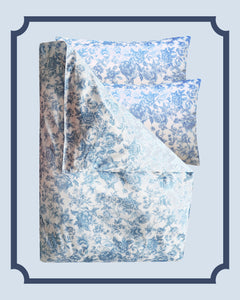 Bridgerton Duvet Set made with Liberty Fabric REGENCY TRAIL CHINA BLUE