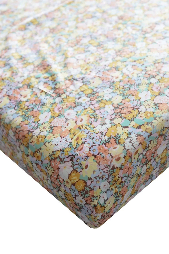 Fitted Sheet made with Liberty Fabric THORPE YELLOW