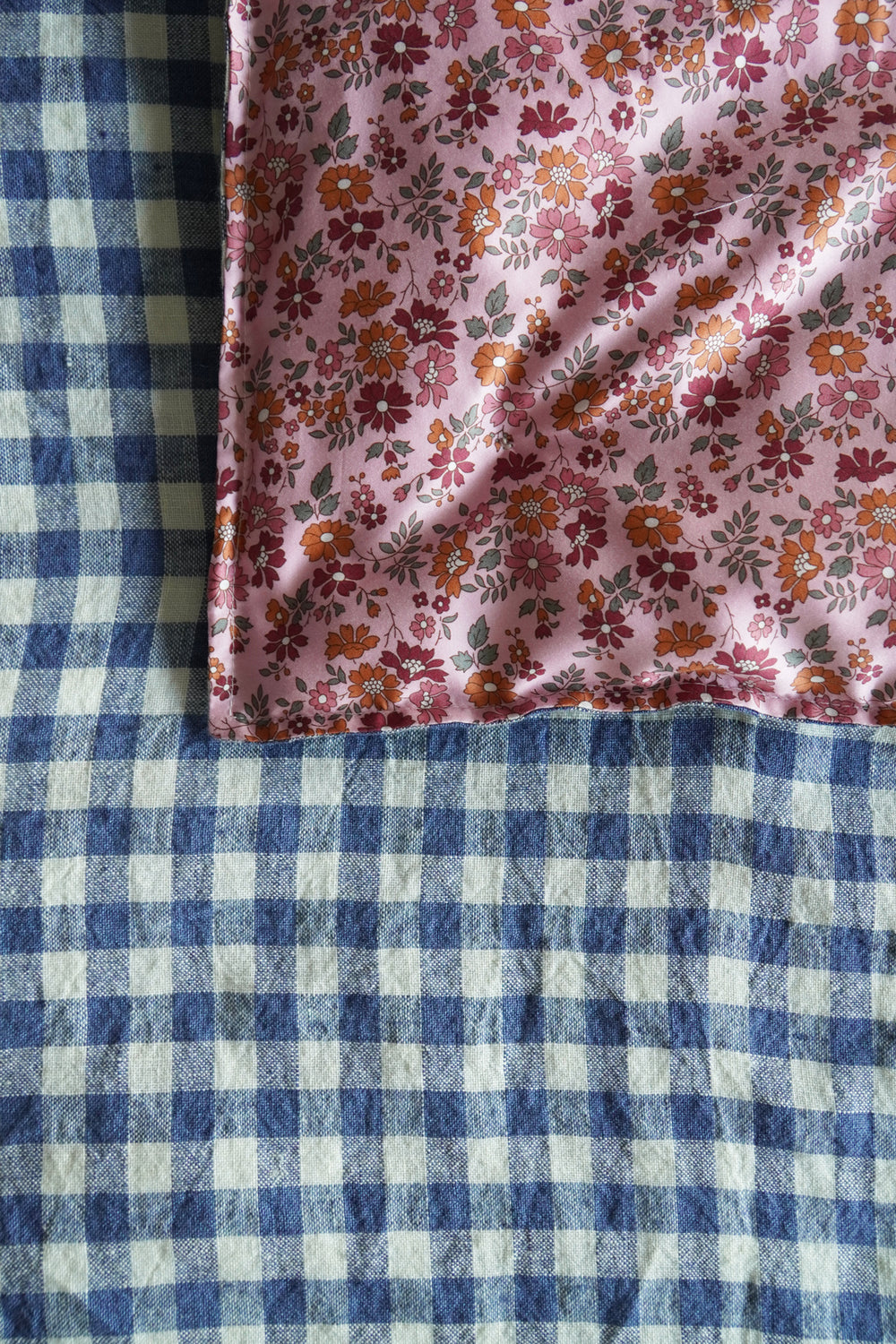 Reversible Heirloom Quilt made with Liberty Fabric CAPEL FLORET & GINGHAM LINEN - Coco & Wolf