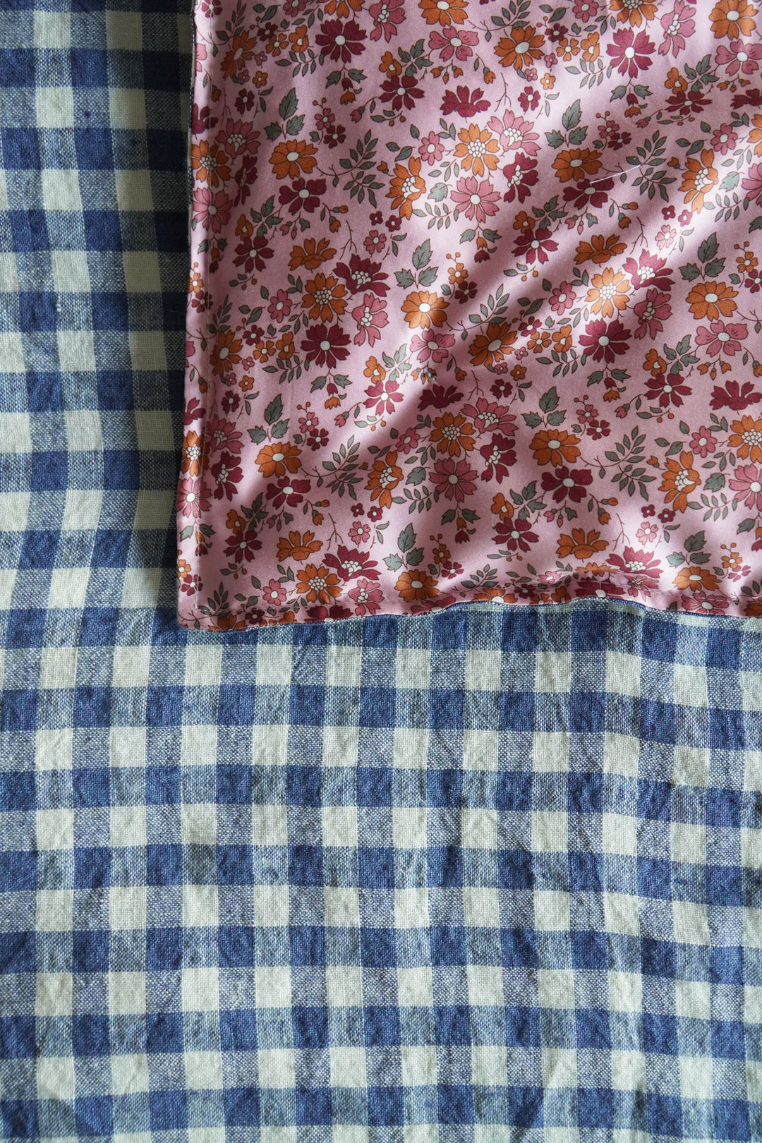 Reversible Heirloom Quilt made with Liberty Fabric CAPEL FLORET & GINGHAM LINEN - Coco & Wolf