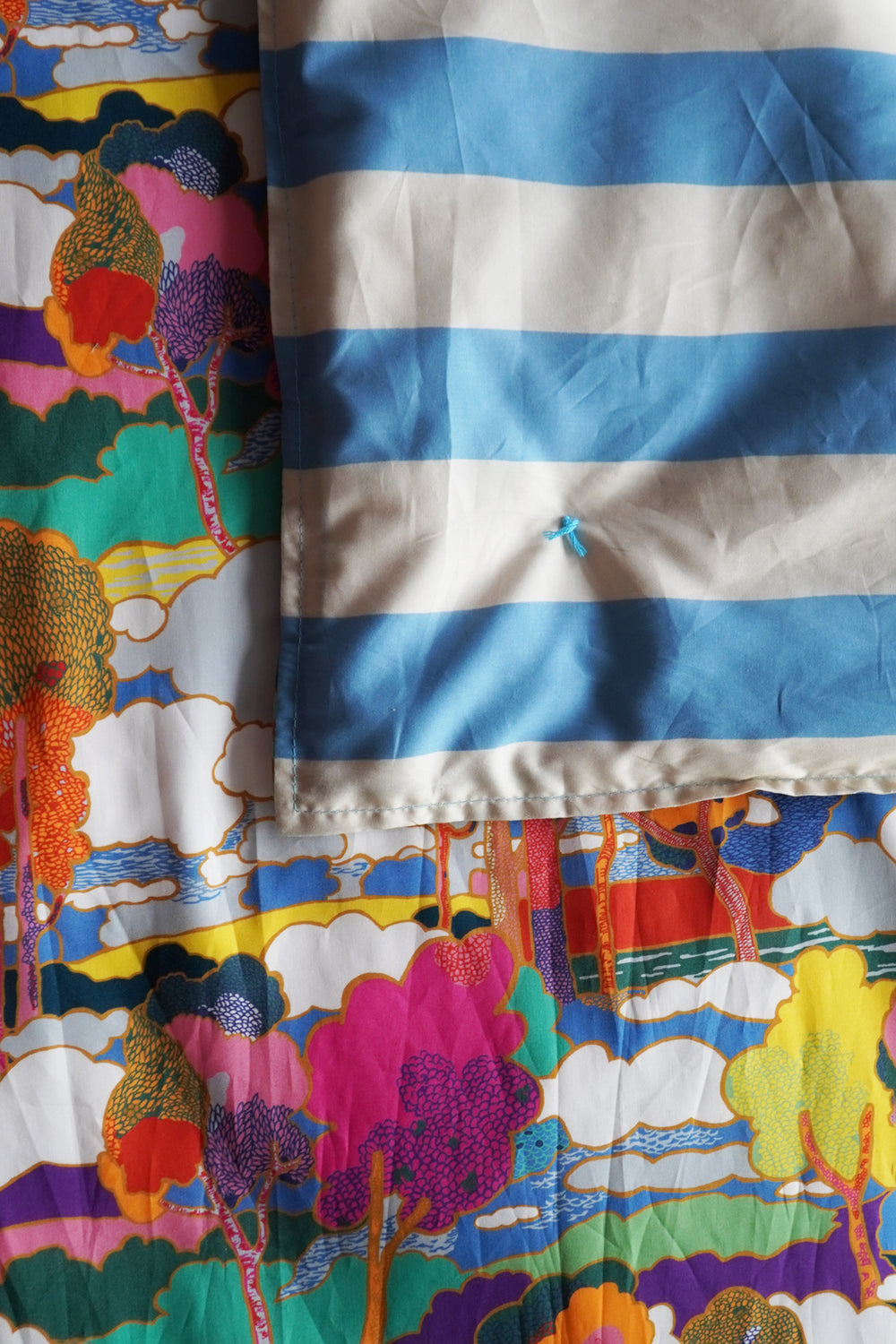 Reversible Heirloom Quilt made with Liberty Fabric PROSPECT ROAD & VACATION STRIPE - Coco & Wolf