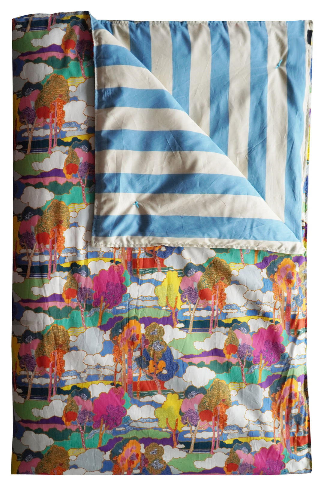 Reversible Heirloom Quilt made with Liberty Fabric PROSPECT ROAD & VACATION STRIPE - Coco & Wolf