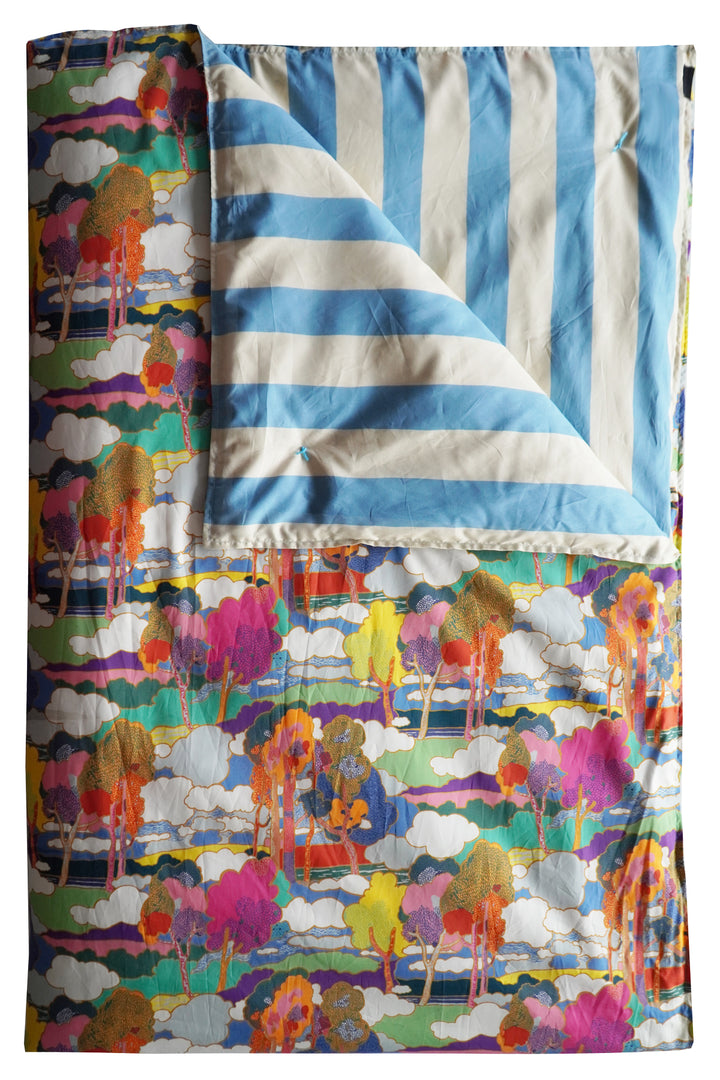 Reversible Heirloom Quilt made with Liberty Fabric PROSPECT ROAD & VACATION STRIPE - Coco & Wolf