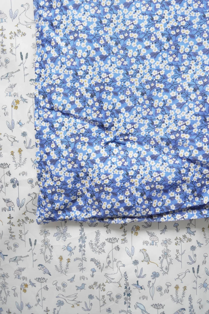 Reversible Heirloom Quilt made with Liberty Fabric THEO BLUE & MITSI VALERIA BLUE - Coco & Wolf