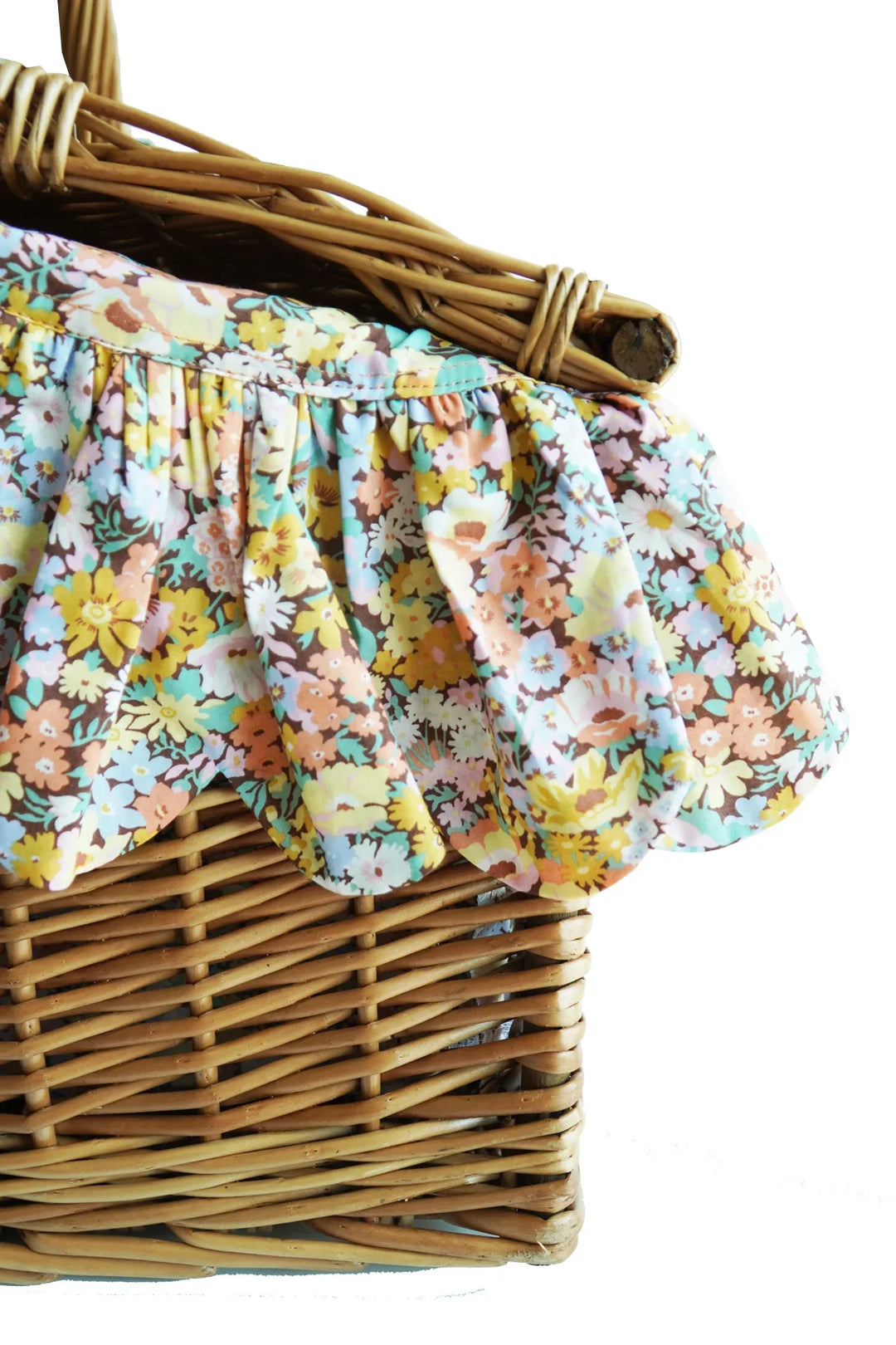 Coco & Wolf × O Pioneers Rectangular Picnic Basket Hamper made with Liberty Fabric THORPE