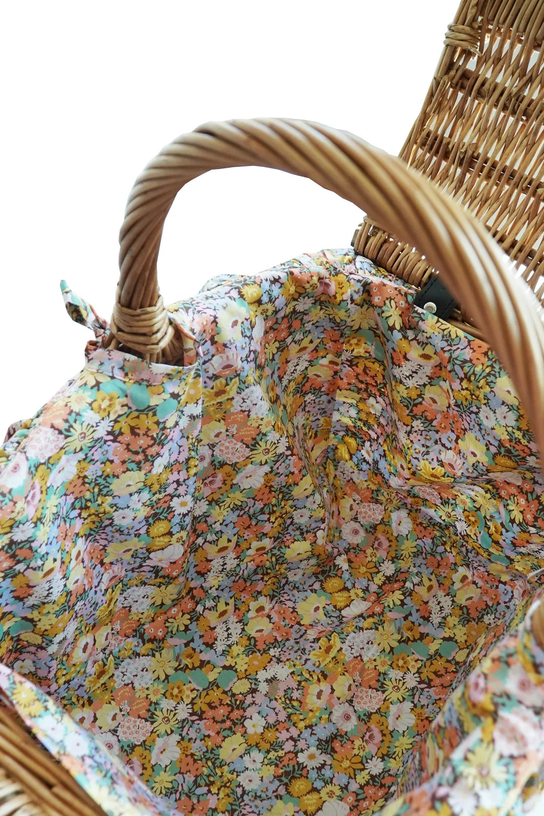 Coco & Wolf × O Pioneers Rectangular Picnic Basket Hamper made with Liberty Fabric THORPE