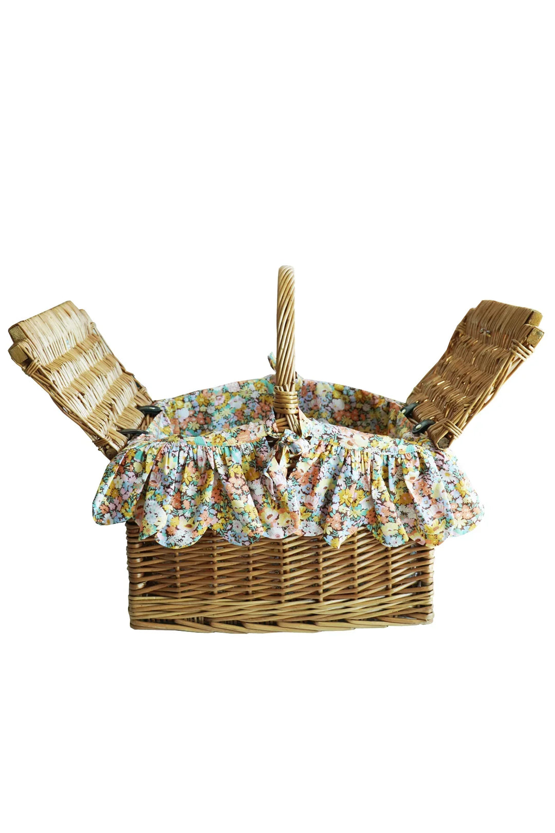 Coco & Wolf × O Pioneers Rectangular Picnic Basket Hamper made with Liberty Fabric THORPE
