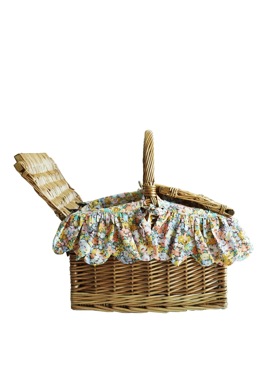 Coco & Wolf × O Pioneers Rectangular Picnic Basket Hamper made with Liberty Fabric THORPE