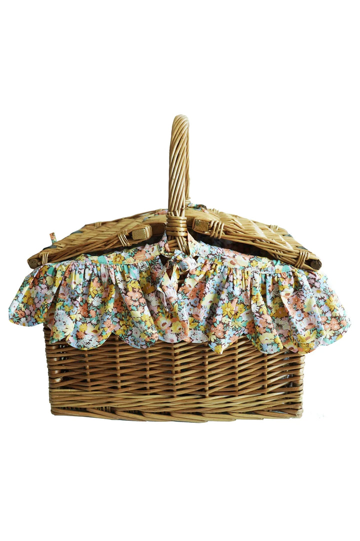 Coco & Wolf × O Pioneers Rectangular Picnic Basket Hamper made with Liberty Fabric THORPE
