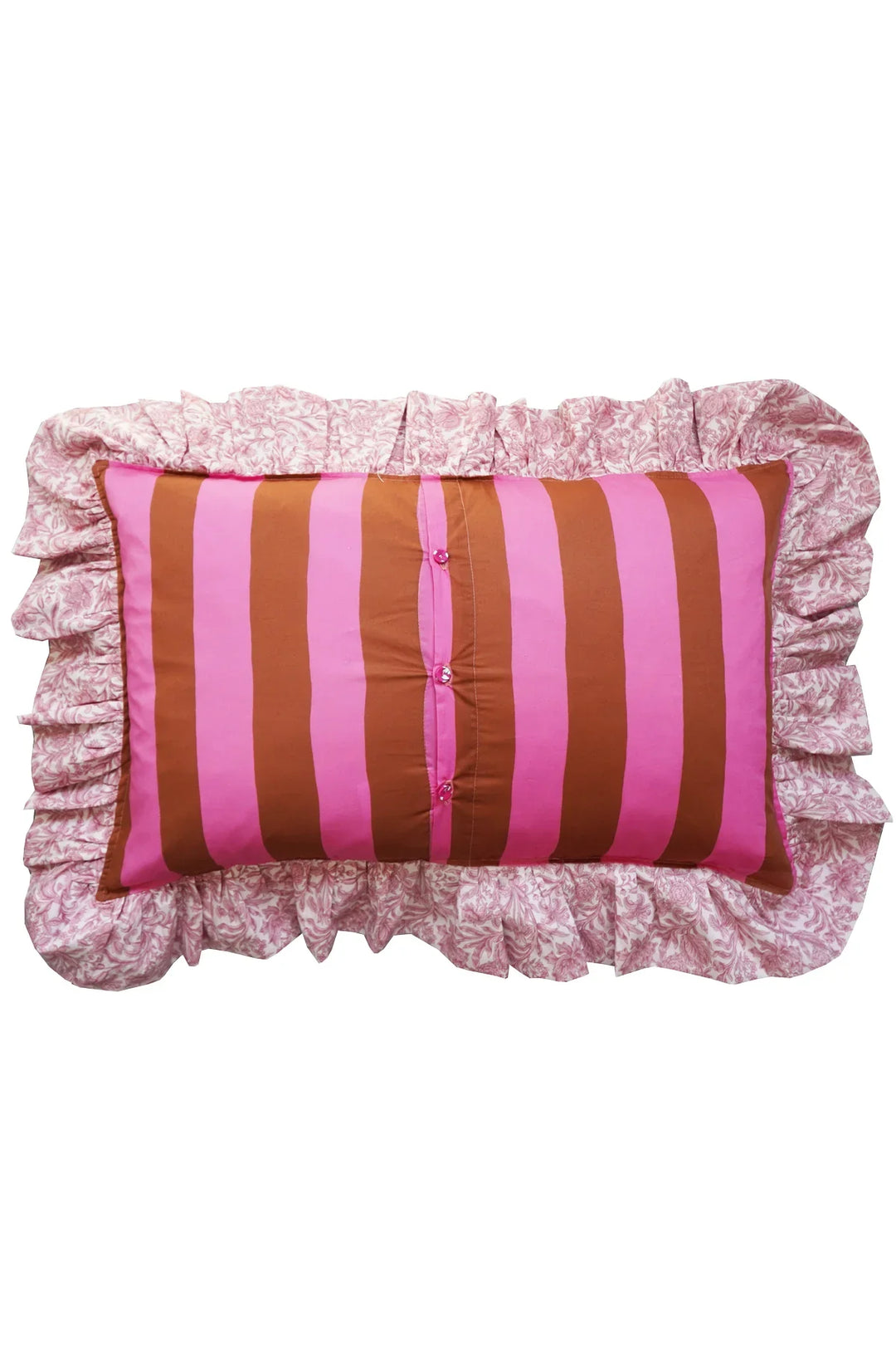 Oblong Ruffle Cushion made with Liberty Fabric VACATION STRIPE & SAMBOURNE