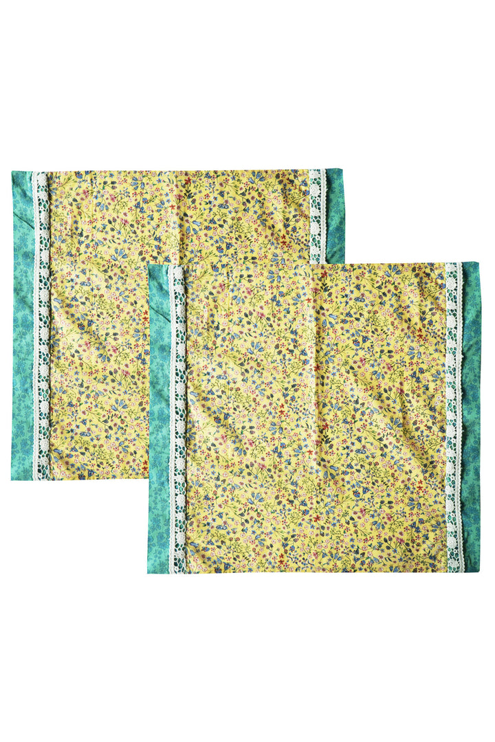 Coco & Wolf × O Pioneers Lace-Edge Napkin Set made with Liberty Fabric DONNA LEIGH ORGANIC & CAPEL GREEN