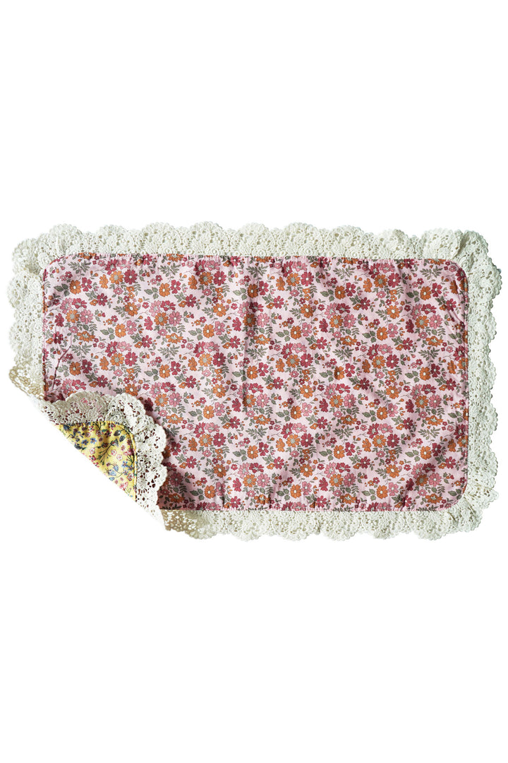 Coco & Wolf × O Pioneers Reversible Lace-Trim Placemat made with CAPEL FLORET & DONNA LEIGH ORGANIC