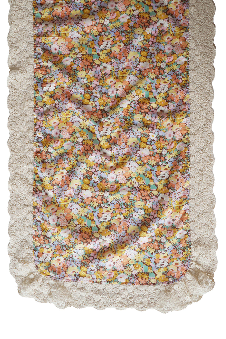 Coco & Wolf × O Pioneers Lace-Trim Table Runner made with Liberty Fabric THORPE YELLOW