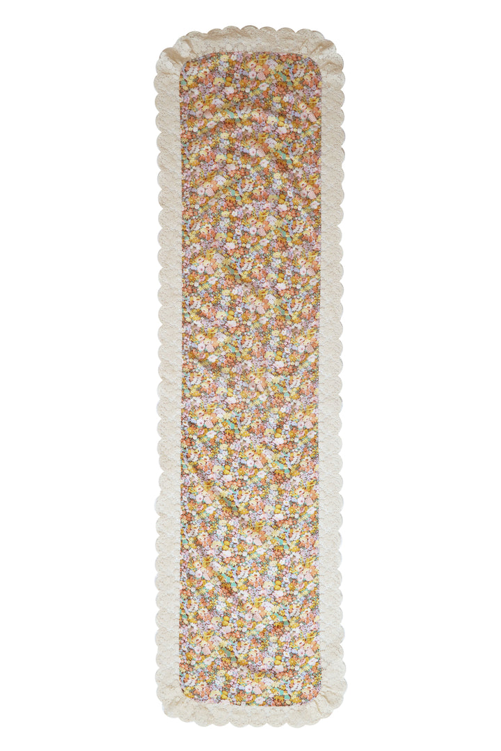 Coco & Wolf × O Pioneers Lace-Trim Table Runner made with Liberty Fabric THORPE YELLOW