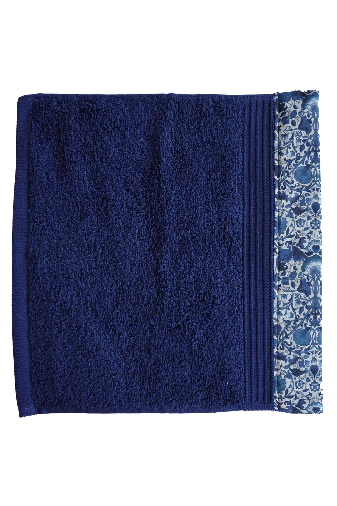 Border Edge Towel made with Liberty Fabric LODDEN NAVY