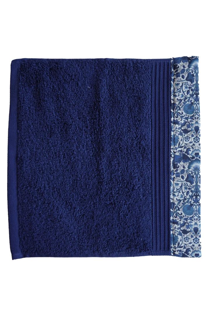 Border Edge Towel made with Liberty Fabric LODDEN NAVY