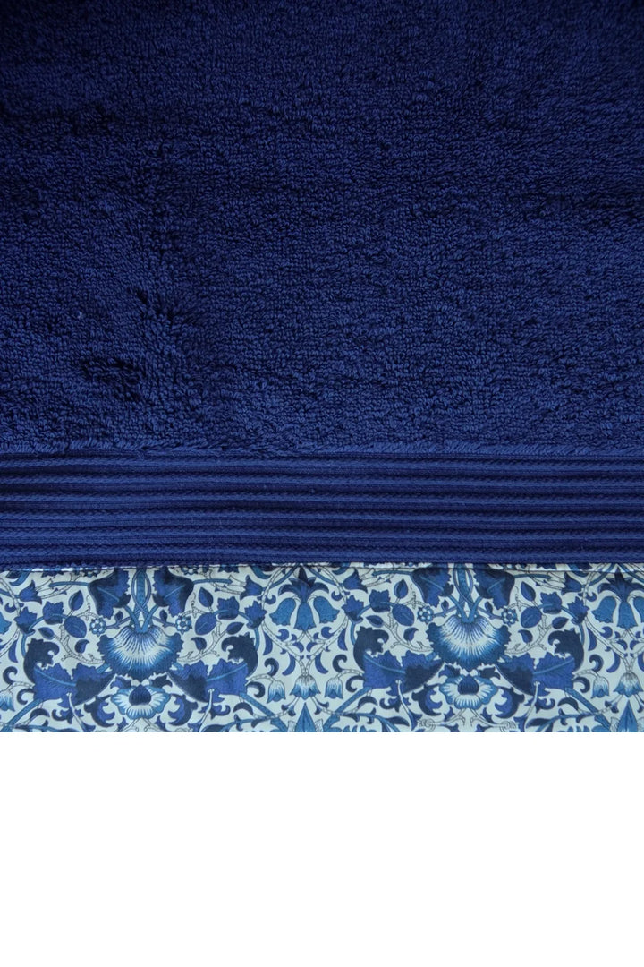 Border Edge Towel made with Liberty Fabric LODDEN NAVY