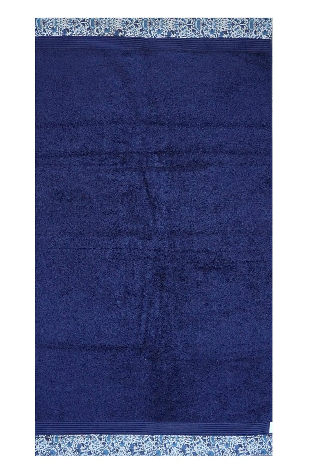 Border Edge Towel made with Liberty Fabric LODDEN NAVY