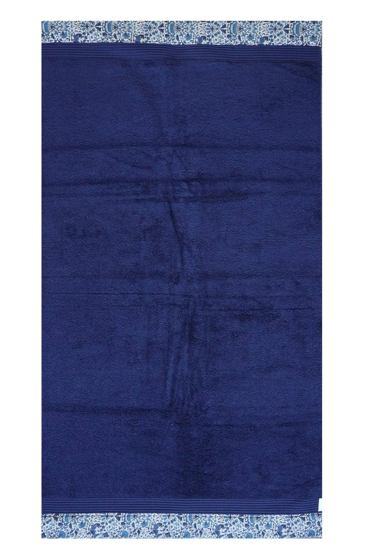 Border Edge Towel made with Liberty Fabric LODDEN NAVY