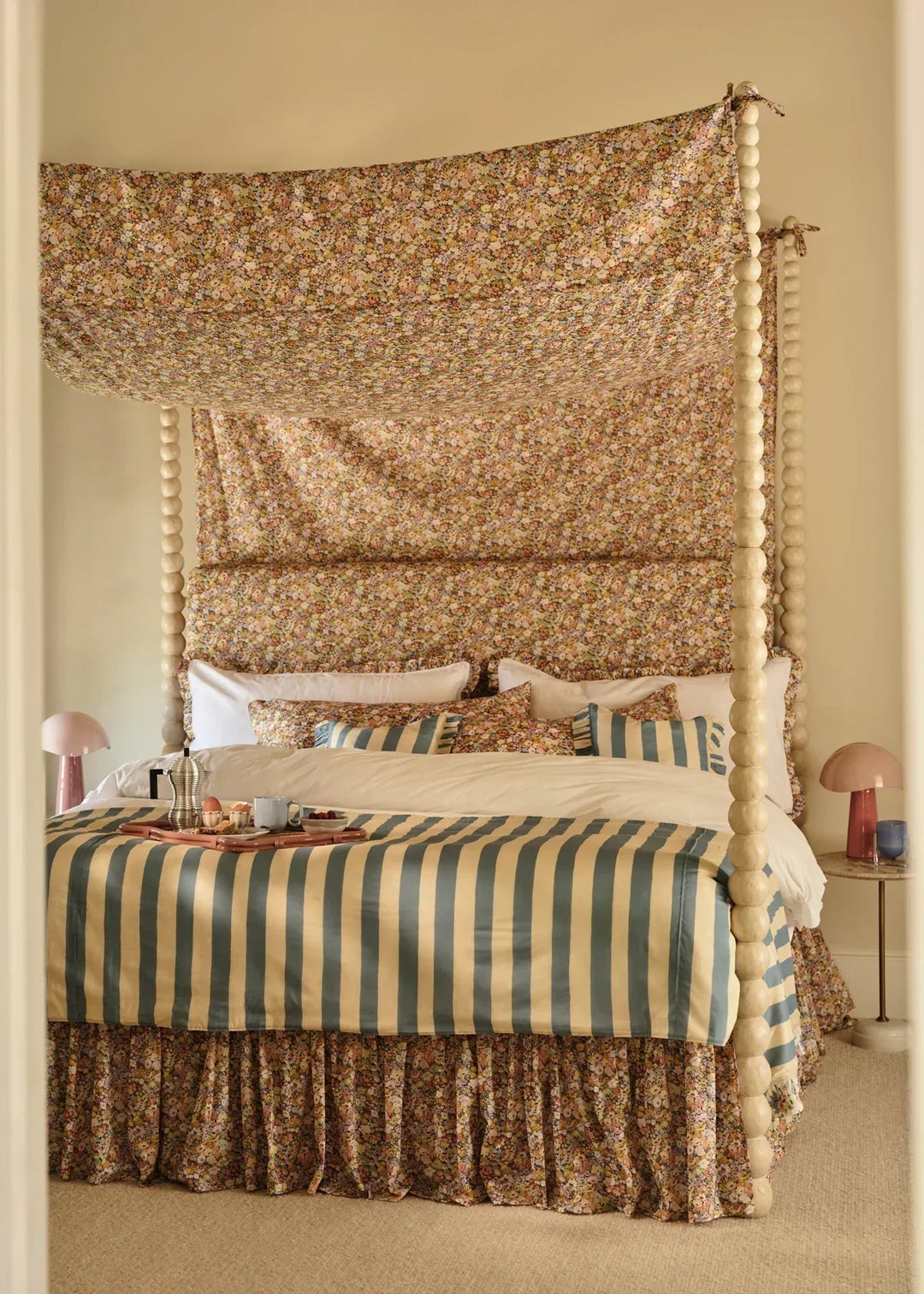 Fitted Sheet made with Liberty Fabric THORPE YELLOW