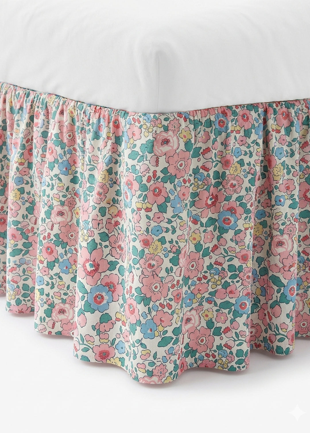 Bedskirt Valance made with Liberty Fabric BETSY BLOSSOM PINK