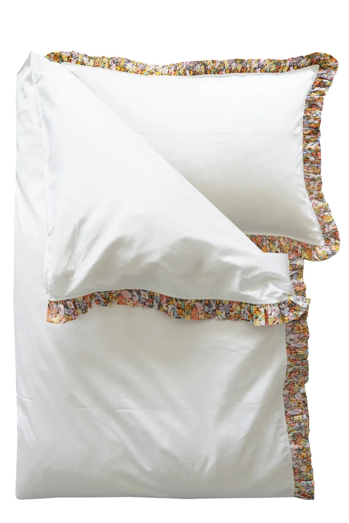 Frill Edge White Bedding made with Liberty Fabric THORPE YELLOW