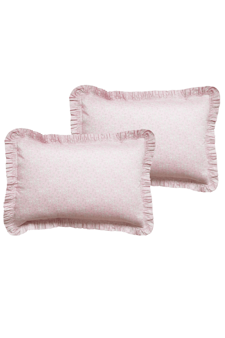 Frill Edge Pillowcase made with Liberty Fabric CAPEL PINK