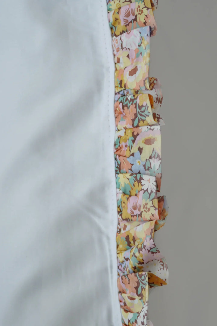 Frill Edge White Bedding made with Liberty Fabric THORPE YELLOW