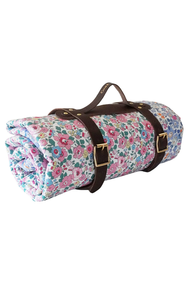 Picnic Blanket made with Liberty Fabric BETSY BLOSSOM PINK & BETSY LAVENDER