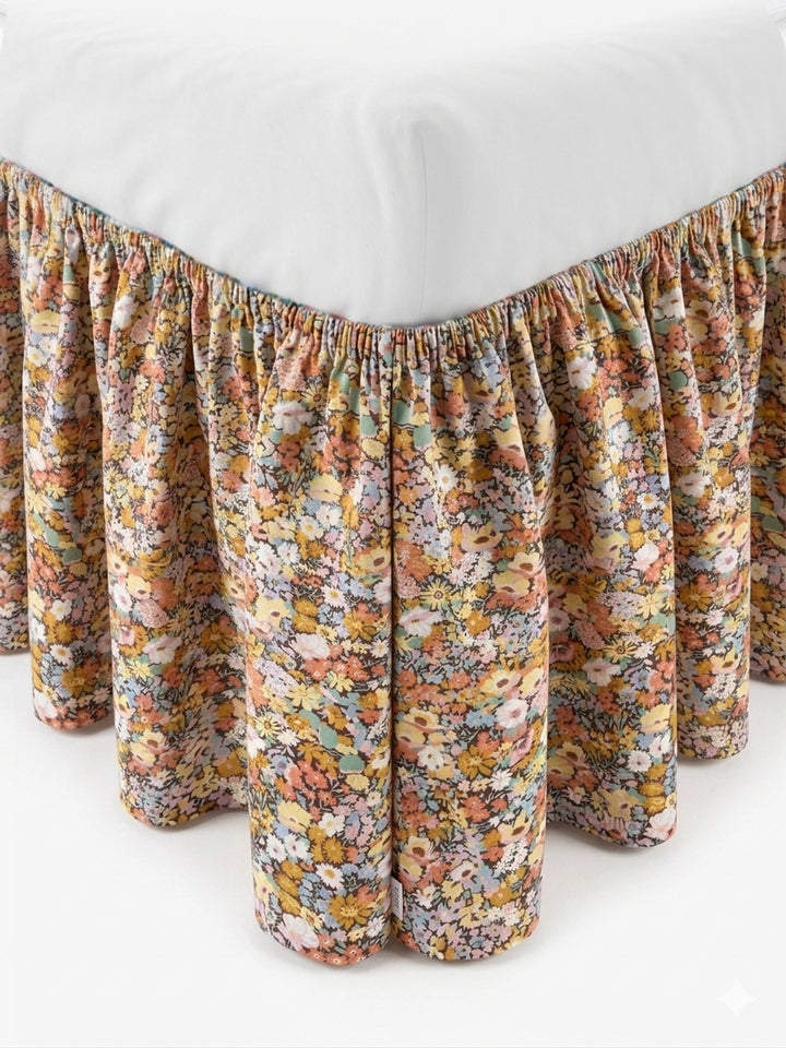 Bedskirt Valance made with Liberty Fabric THORPE YELLOW