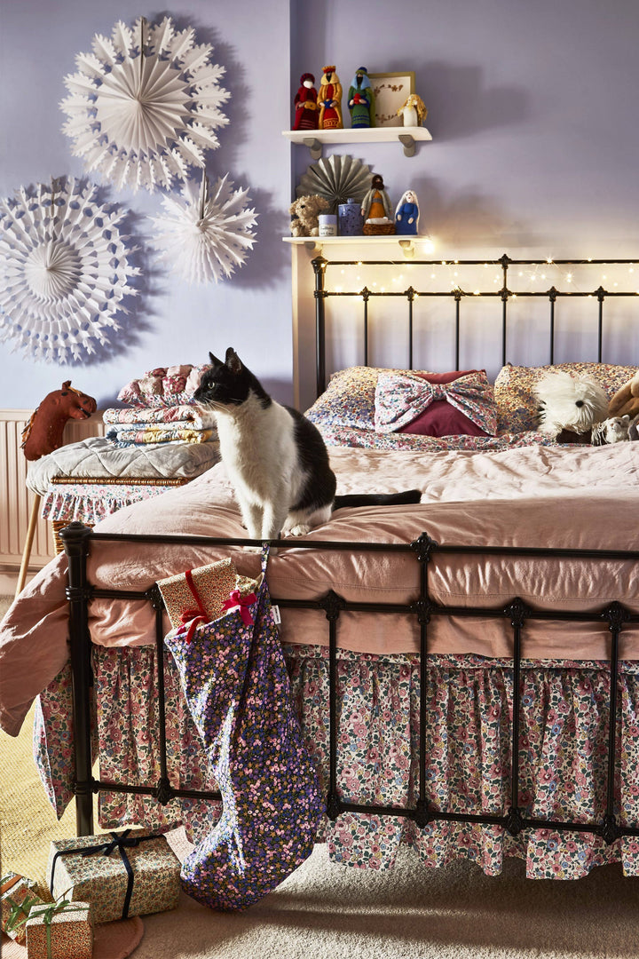 Bedskirt Valance made with Liberty Fabric BETSY BLOSSOM PINK