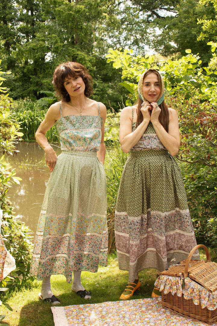 Coco & Wolf × O Pioneers Lace-Trim Picnic Blanket made with Liberty Fabric THORPE YELLOW