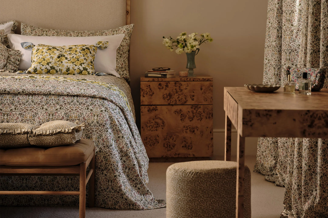 Round Pleat Cushion made with Liberty Fabric TAPESTRY