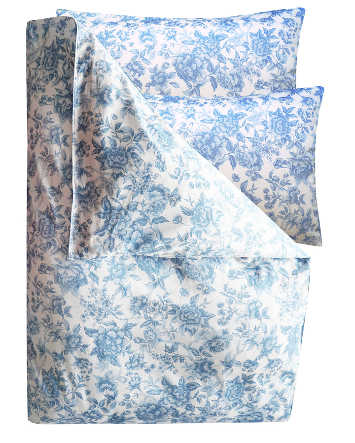 Bridgerton Duvet Set made with Liberty Fabric REGENCY TRAIL CHINA BLUE