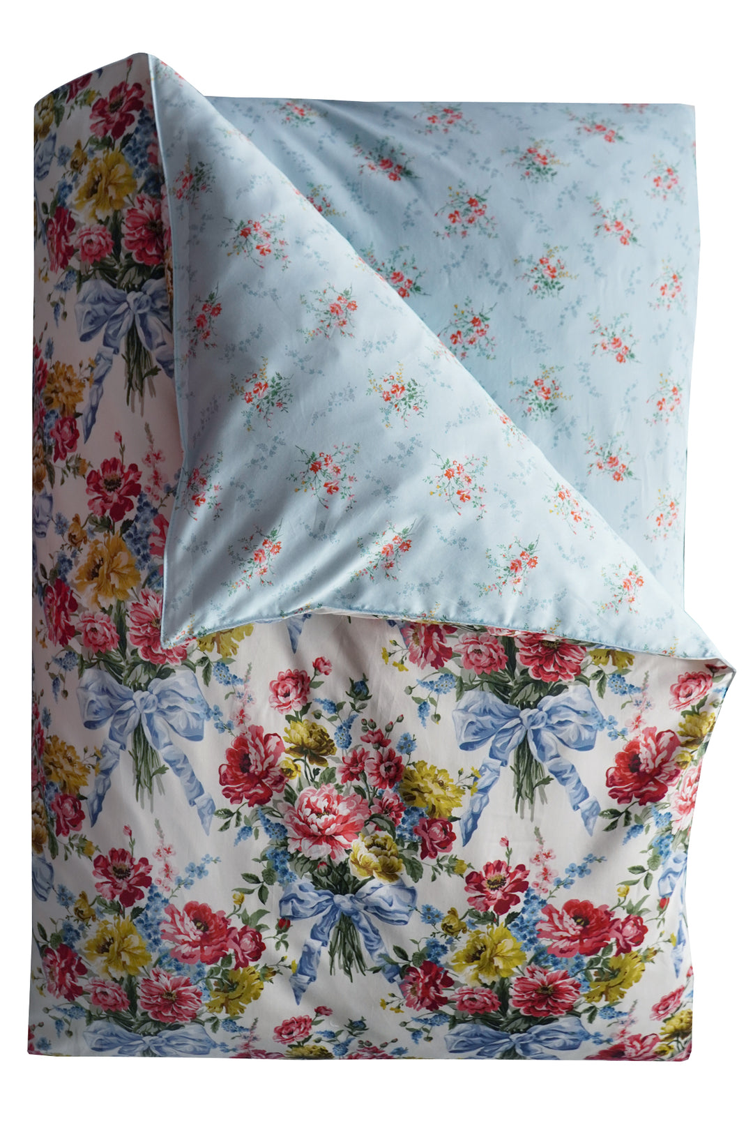 Bridgerton Reversible Duvet Set made with Liberty Fabric BOW BOUQUET & GARDEN BLOOMS