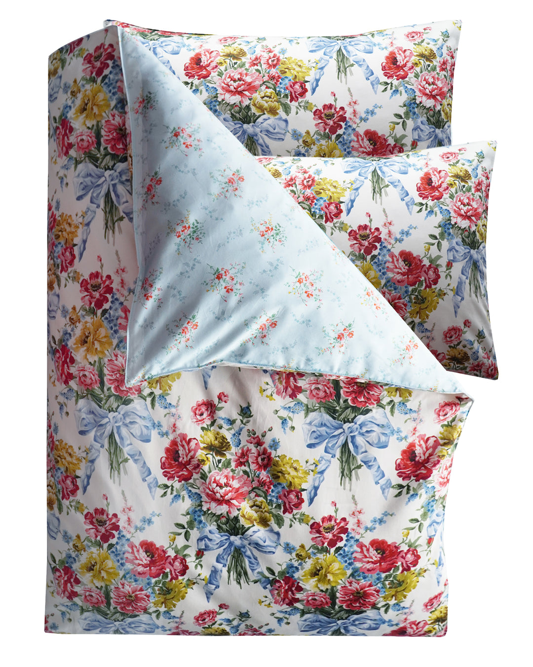 Bridgerton Reversible Duvet Set made with Liberty Fabric BOW BOUQUET & GARDEN BLOOMS