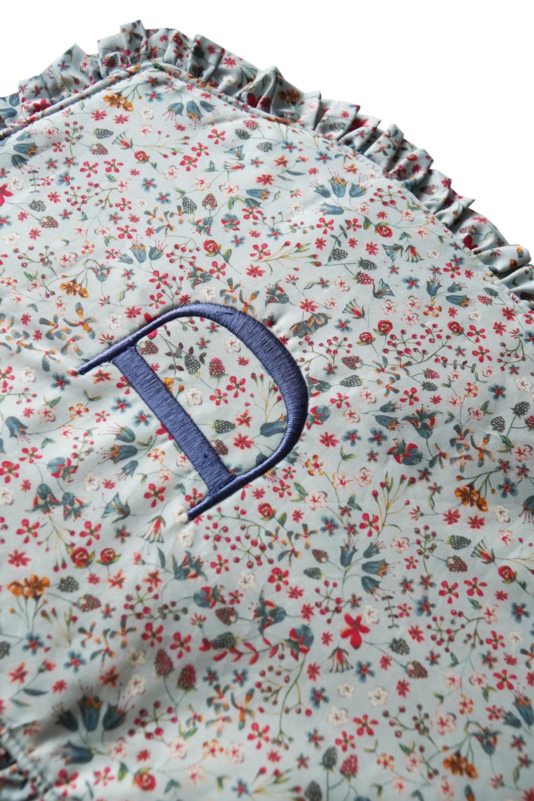 Liberty Fabric Ruffle Edge Hot Water Bottle DONNA LEIGH DUCK EGG