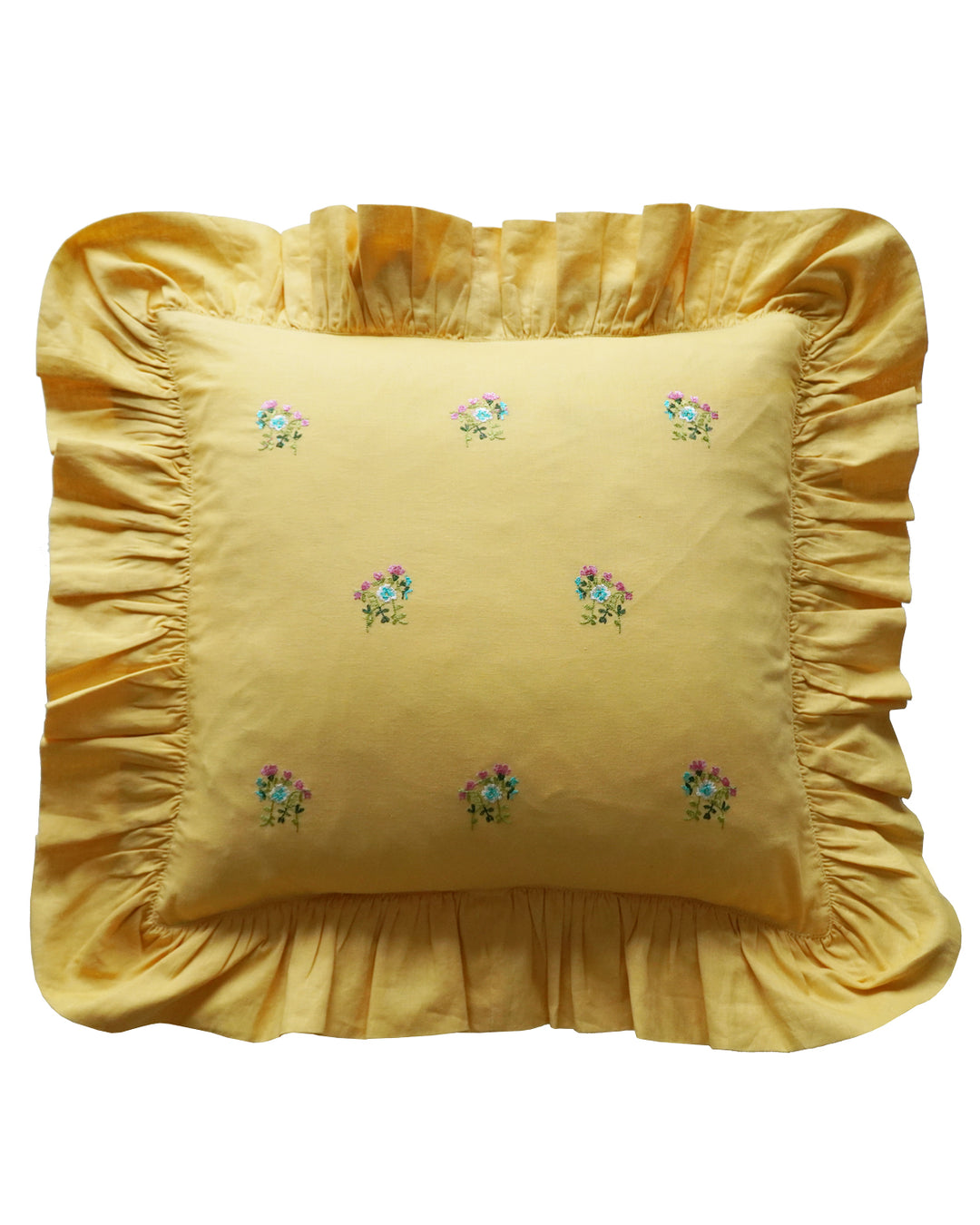 Bridgerton Embroidered Ruffle Cushion made with Linen Liberty Fabric POSY CORSAGE