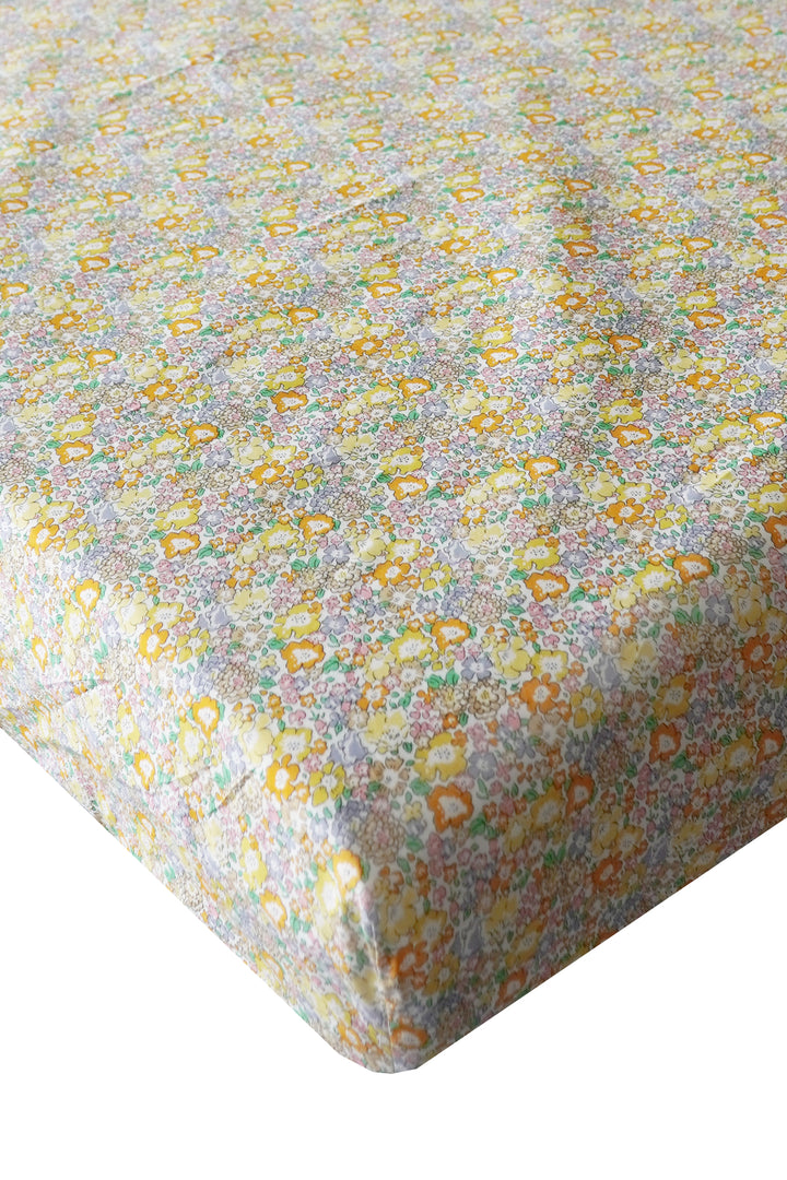 Fitted Sheet made with Liberty Fabric MICHELLE MUSTARD