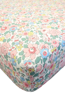 Fitted Sheet made with Liberty Fabric BETSY BLOSSOM PINK